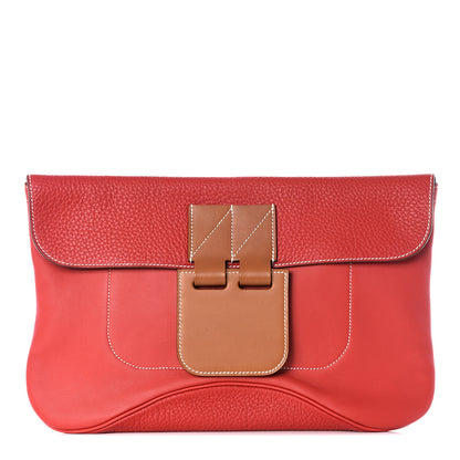 Hermes Swift Taurillon Clemence Vache Hunter Virevolte Pochette Vermillon Rouge Casaque Fauve 1 of 11