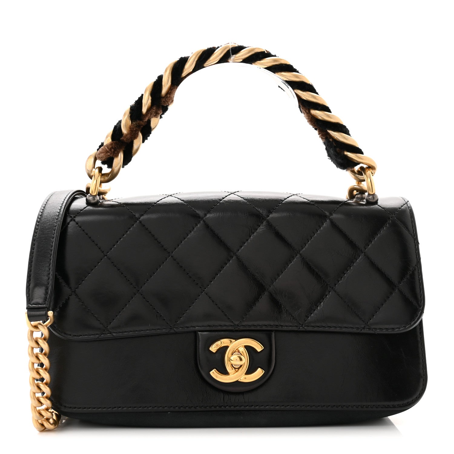 Chanel Glazed Calfskin Quilted Small Straight Lined Flap Black 1 of 11