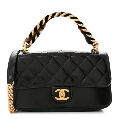 Chanel Glazed Calfskin Quilted Small Straight Lined Flap Black 1 of 11