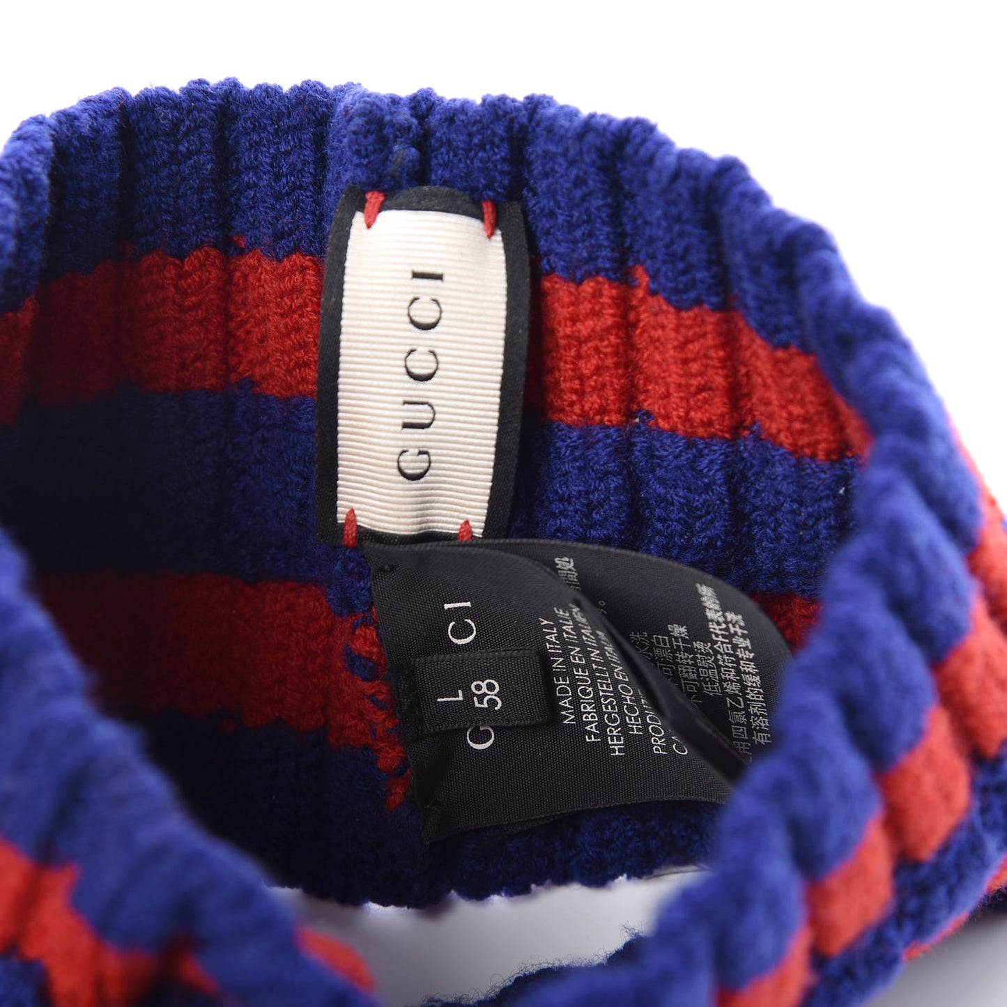 Wool Web Headband L Blue Red