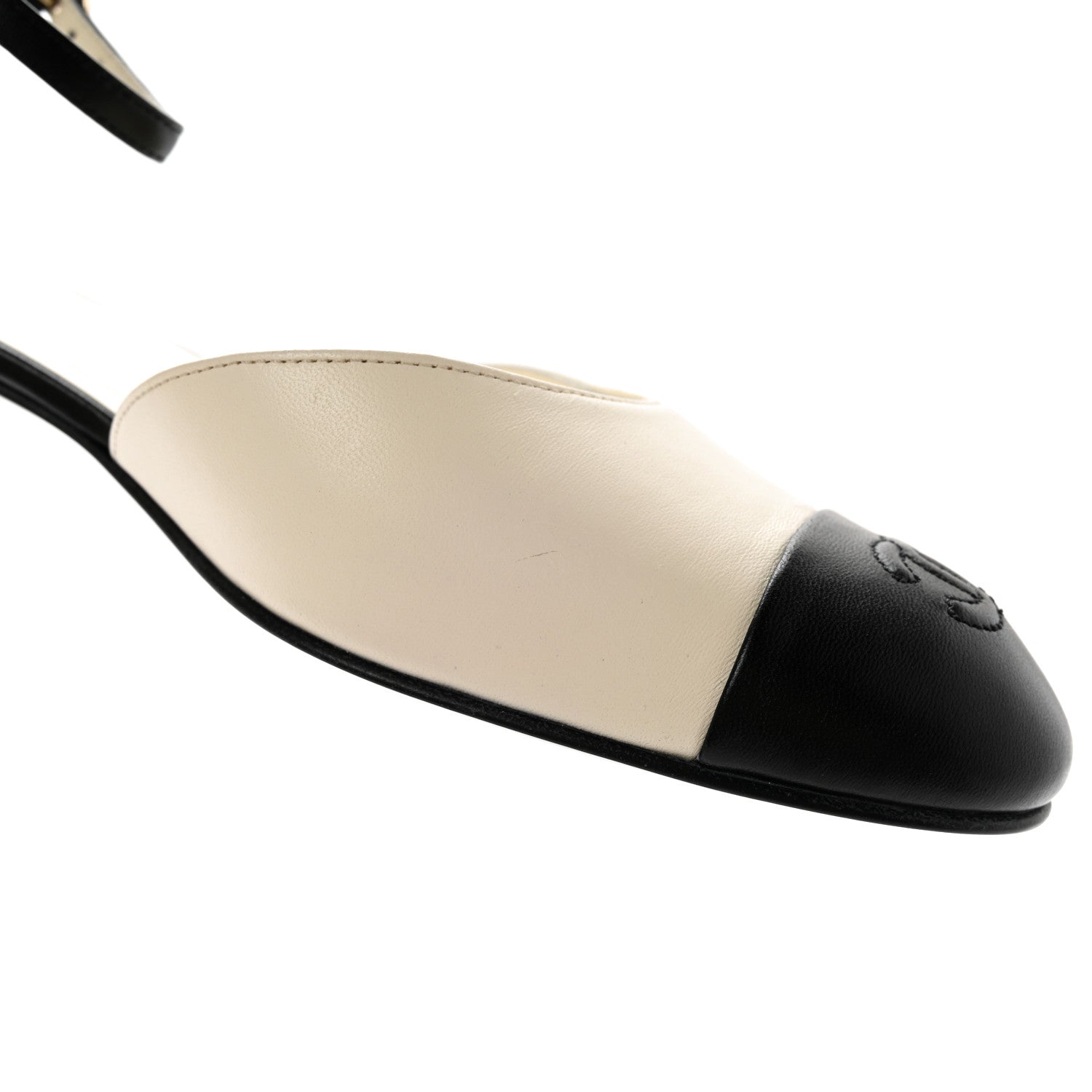 Chanel Lambskin Cap Toe CC Ankle Strap Flats 41 Ivory Black 12 of 12