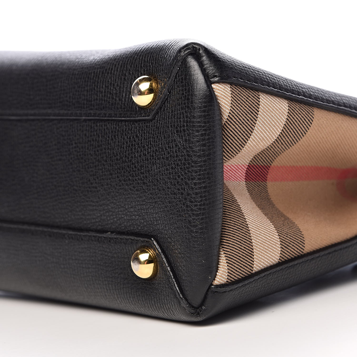 Burberry Grainy Calfskin House Check Small Banner Tote Black 8 of 16