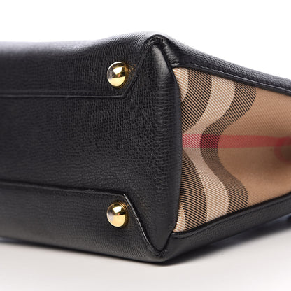 Burberry Grainy Calfskin House Check Small Banner Tote Black 8 of 16