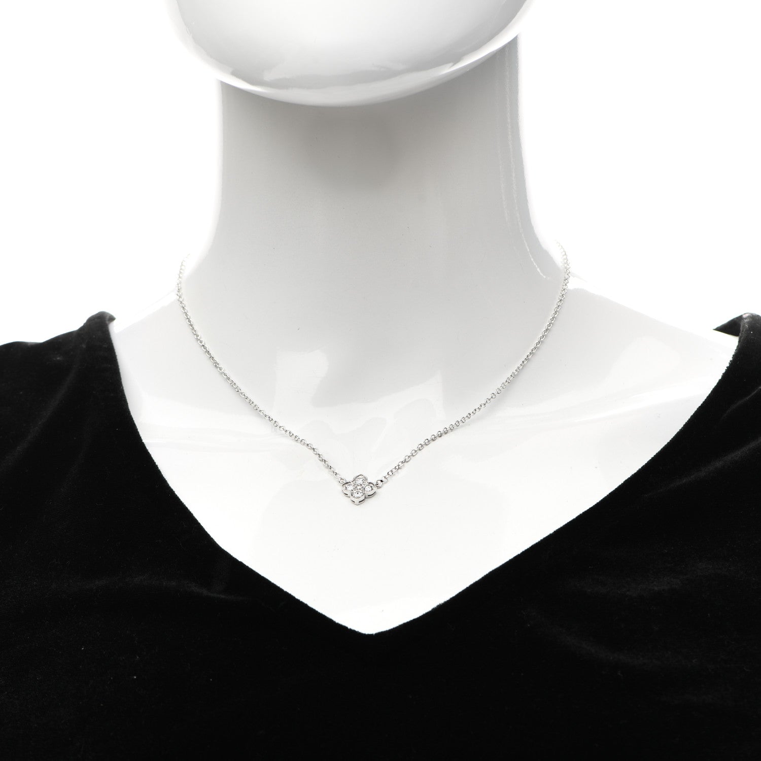 Cartier 18K White Gold Diamond .45ctw Hindu Floral Pendant Necklace 2 of 5