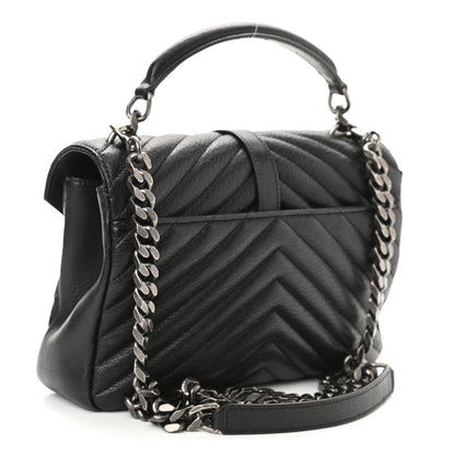 Saint Laurent Sheepskin Matelasse Chevron Monogram Medium College Bag Black 3 of 10