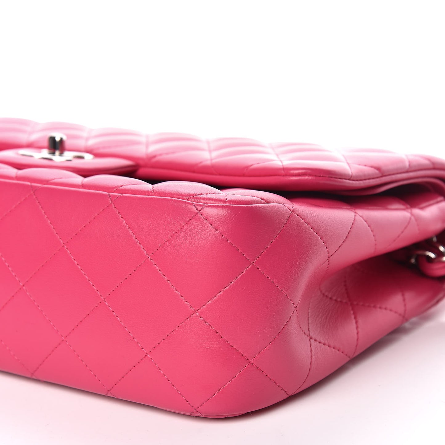 Lambskin Quilted Jumbo Double Flap Fuchsia
