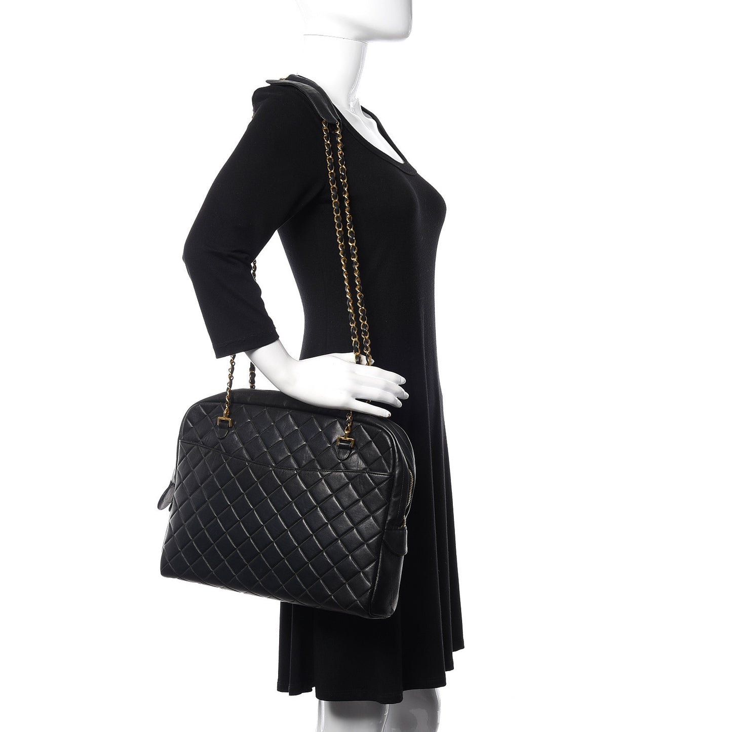 Lambskin Quilted Shoulder Bag Black