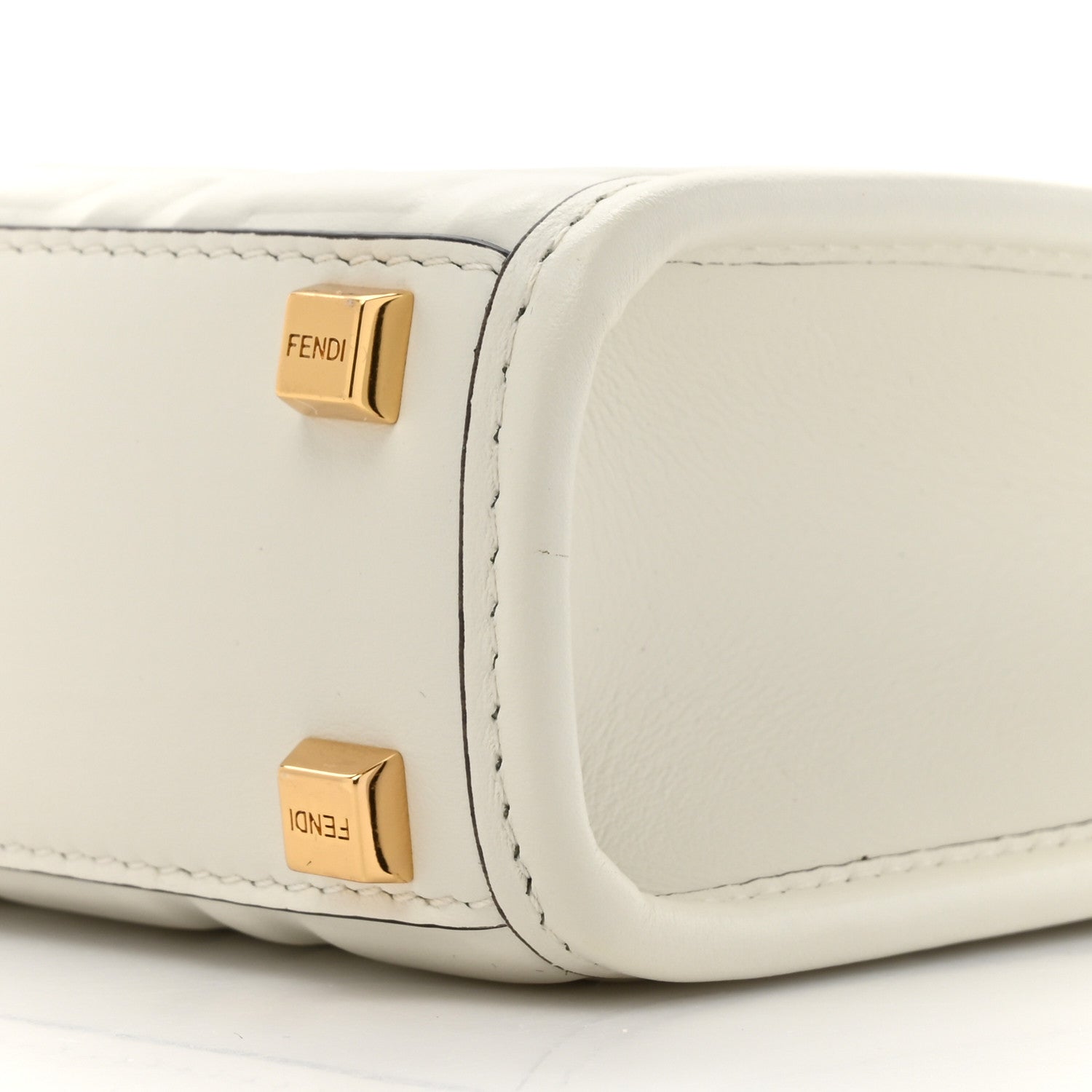 Fendi Vitello Plexiglass FF Embossed Mini Fendi Sunshine Shopper Tote White 9 of 11