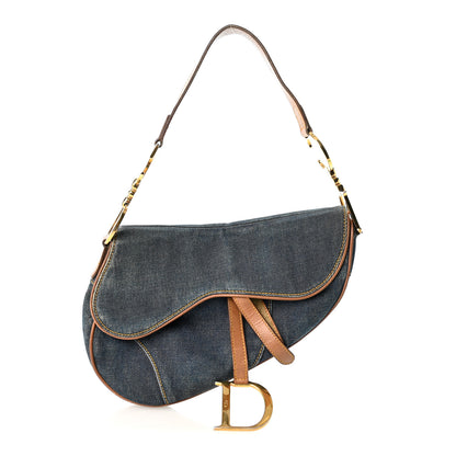Christian Dior Denim Calfskin Saddle Bag Blue 1 of 10