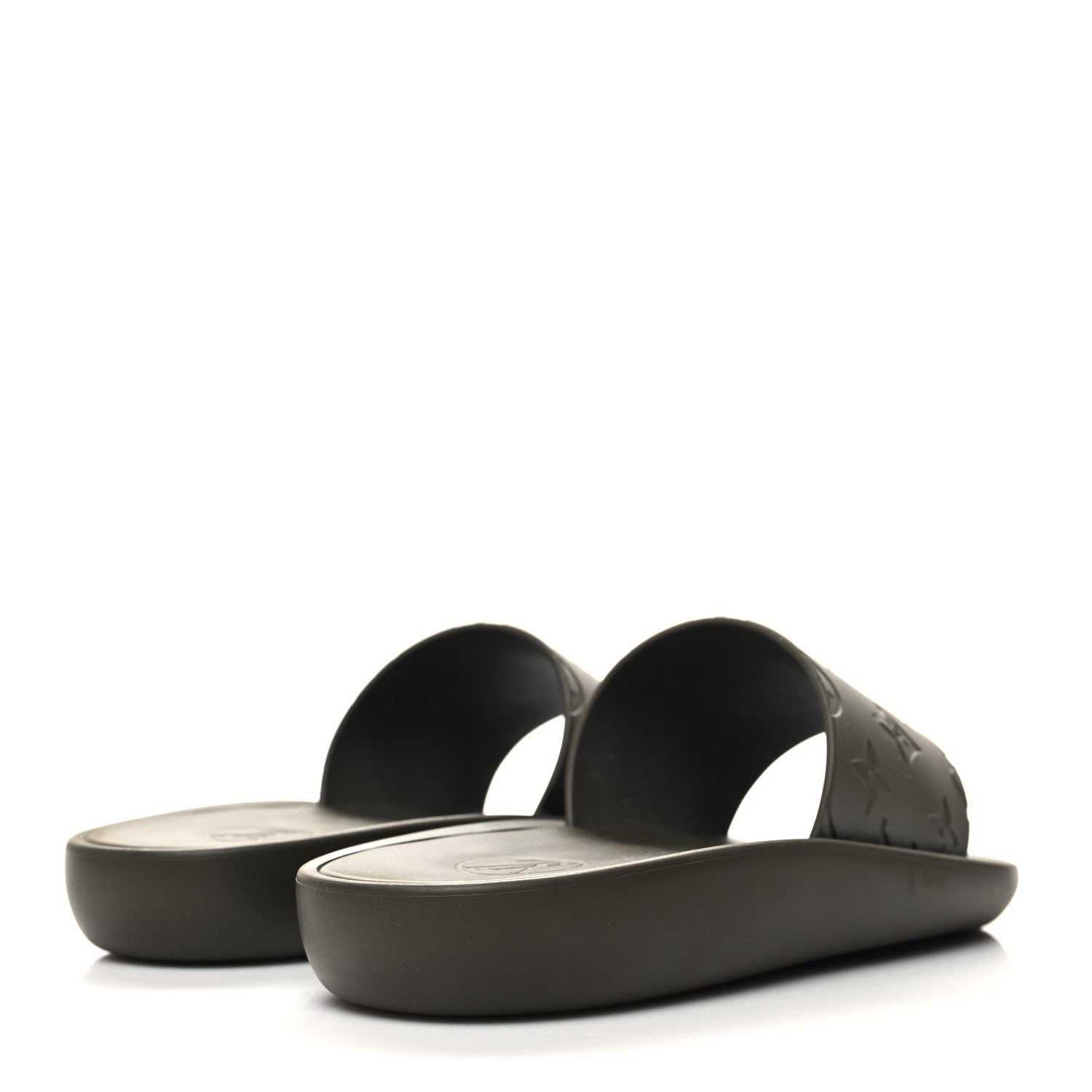 Louis Vuitton Matte Rubber Monogram Embossed Sunbath Slide Sandals 38 Khaki 4 of 7