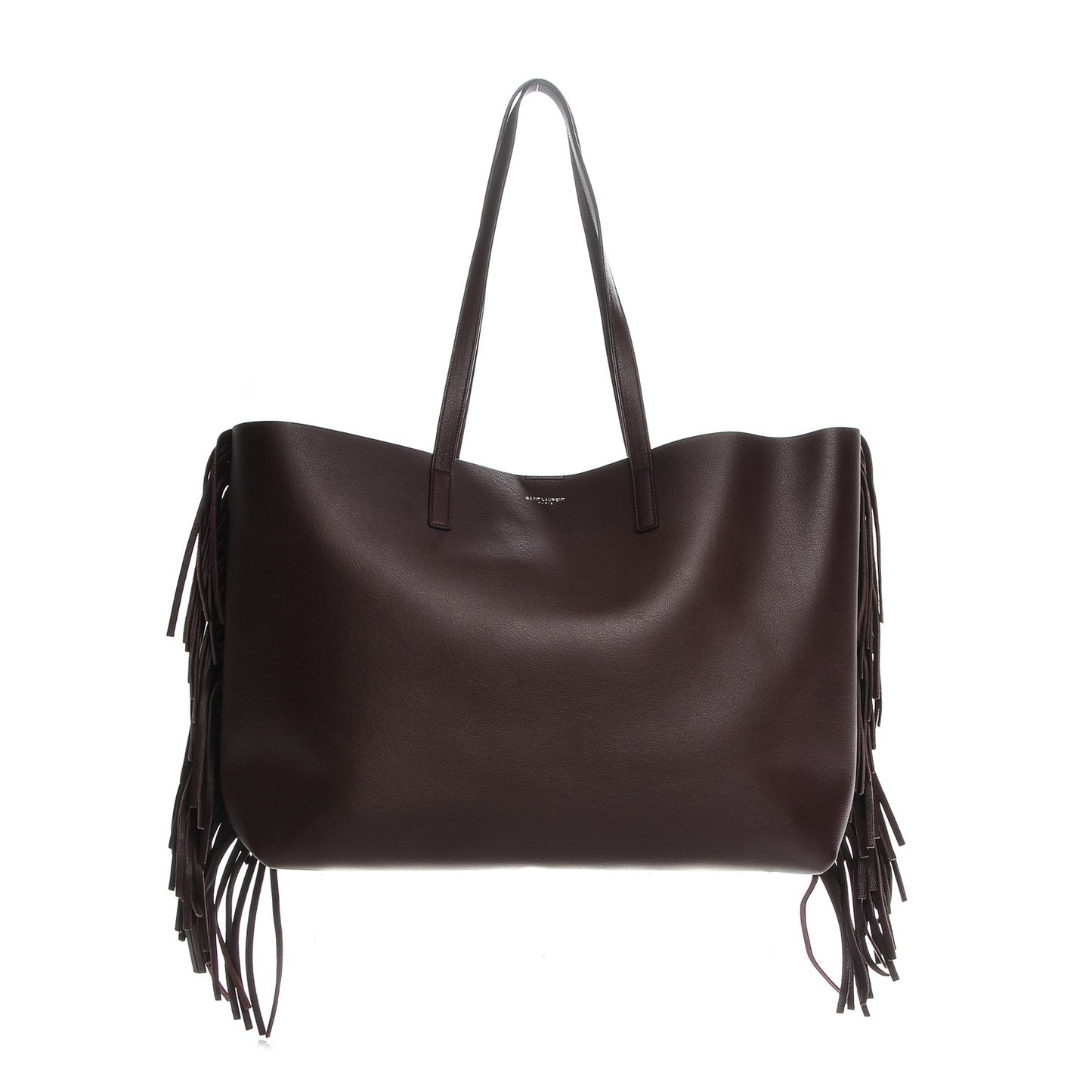 Calfskin Large Fringe Shopping Tote Amaranto