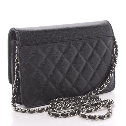Chanel Grained Calfskin Quilted CC Box Wallet On Chain WOC Black 3 of 13
