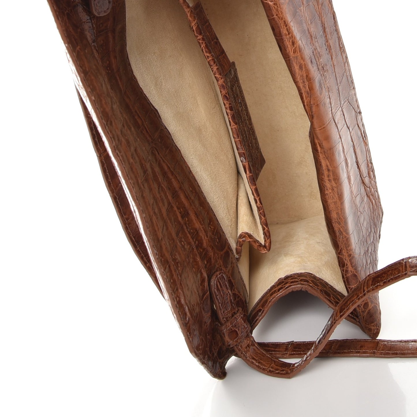 Crocodile Envelope Shoulder Bag Cognac