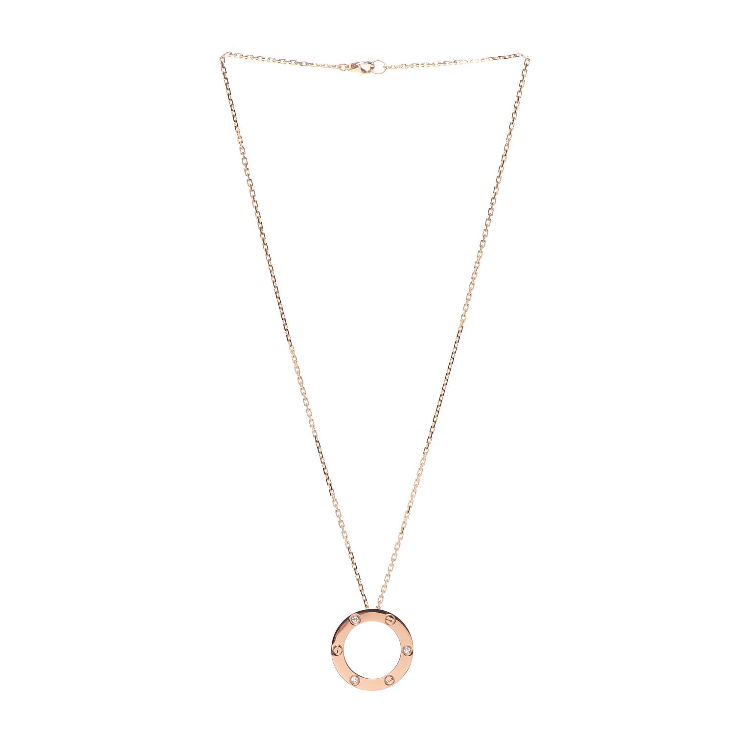 Cartier 18K Pink Gold 3 Diamonds LOVE Pendant Necklace 3 of 5
