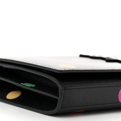 Saint Laurent Grain De Poudre Monogram Chain Wallet Black Confetti 10 of 11