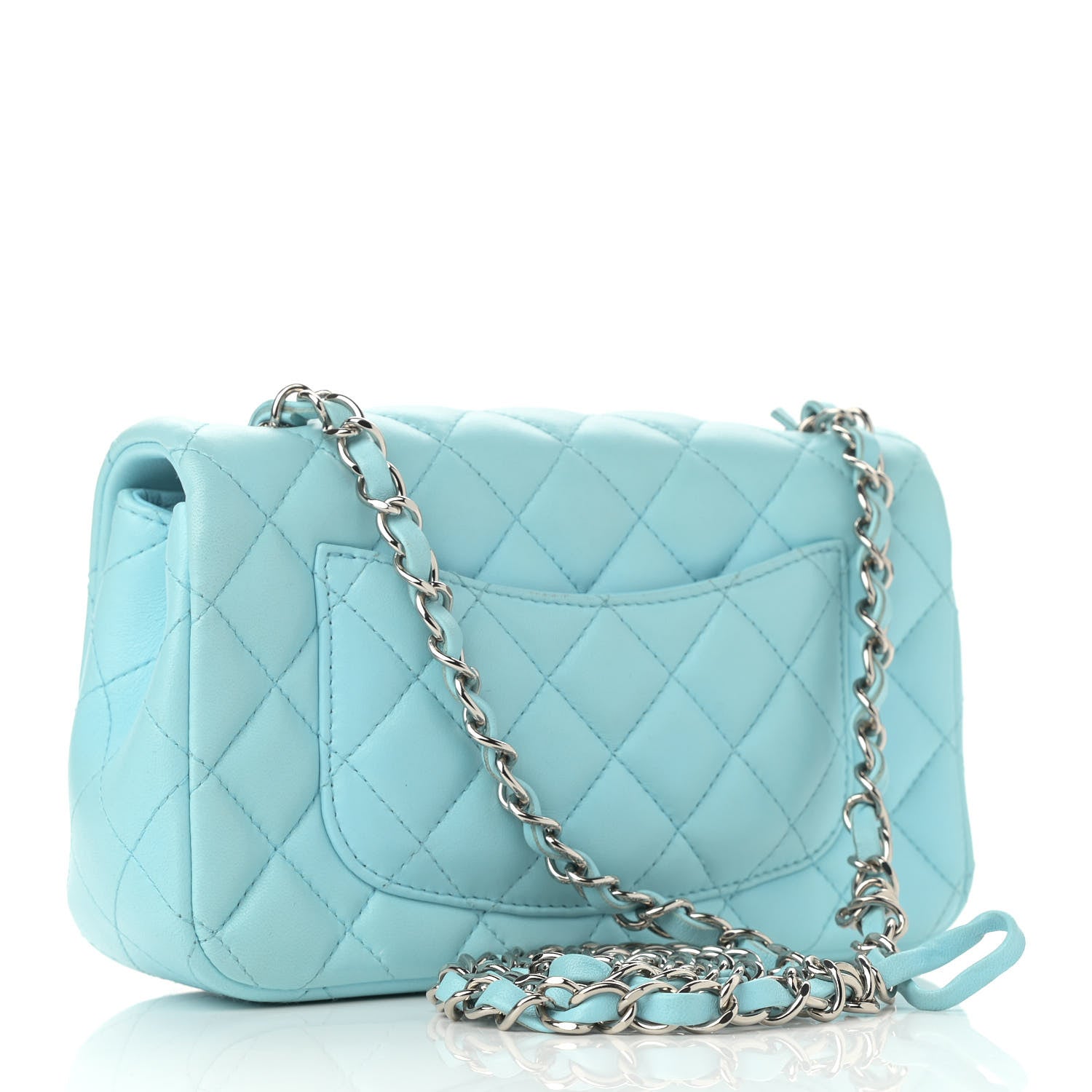 Chanel Lambskin Quilted Mini Rectangular Flap Light Blue 2 of 12