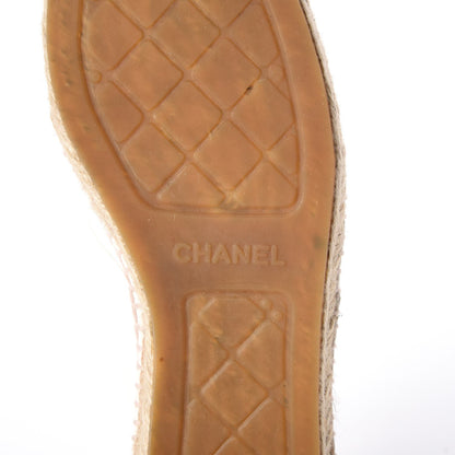Chanel Lambskin Cap Toe Lace Up Espadrilles 40 Beige Black 10 of 17