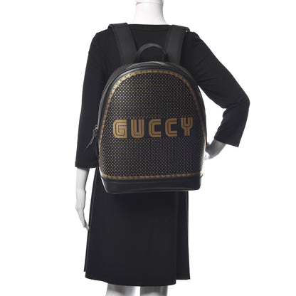 Gucci X SEGA Calfskin GUCCY Stars Dome Backpack Black Gold 2 of 11