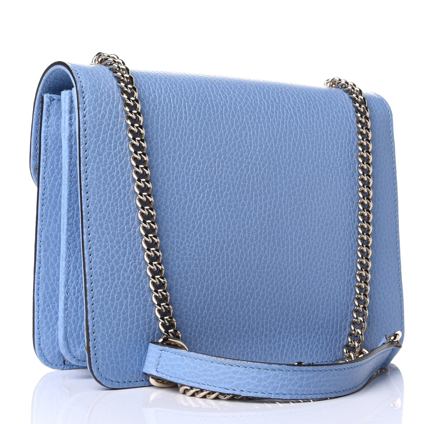 Dollar Calfskin Small Interlocking G Shoulder Bag Mineral Blue