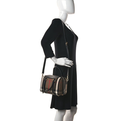 Burberry House Check Derby Calfskin Small Alchester Bowling Bag Black 2 of 12