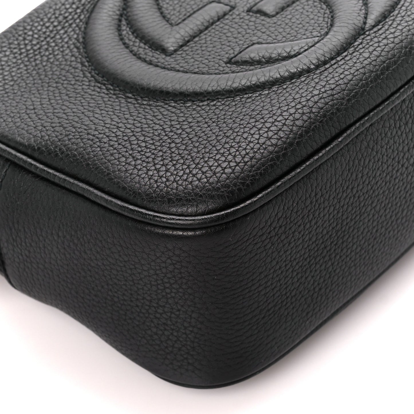 Pebbled Calfskin Small Soho Disco Bag Black
