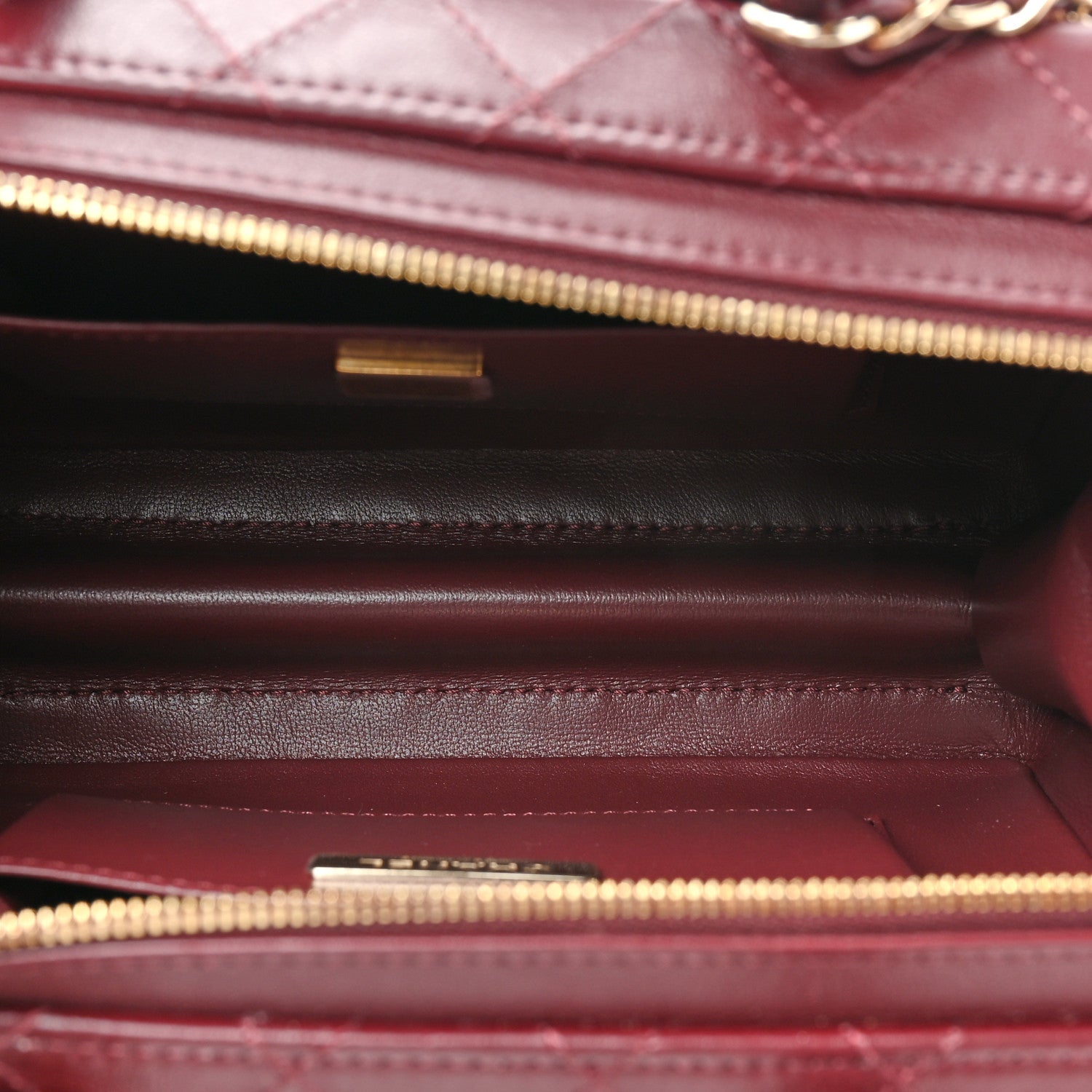 Chanel Calfskin Quilted Studded Square Vanity Case Burgundy 5 of 14