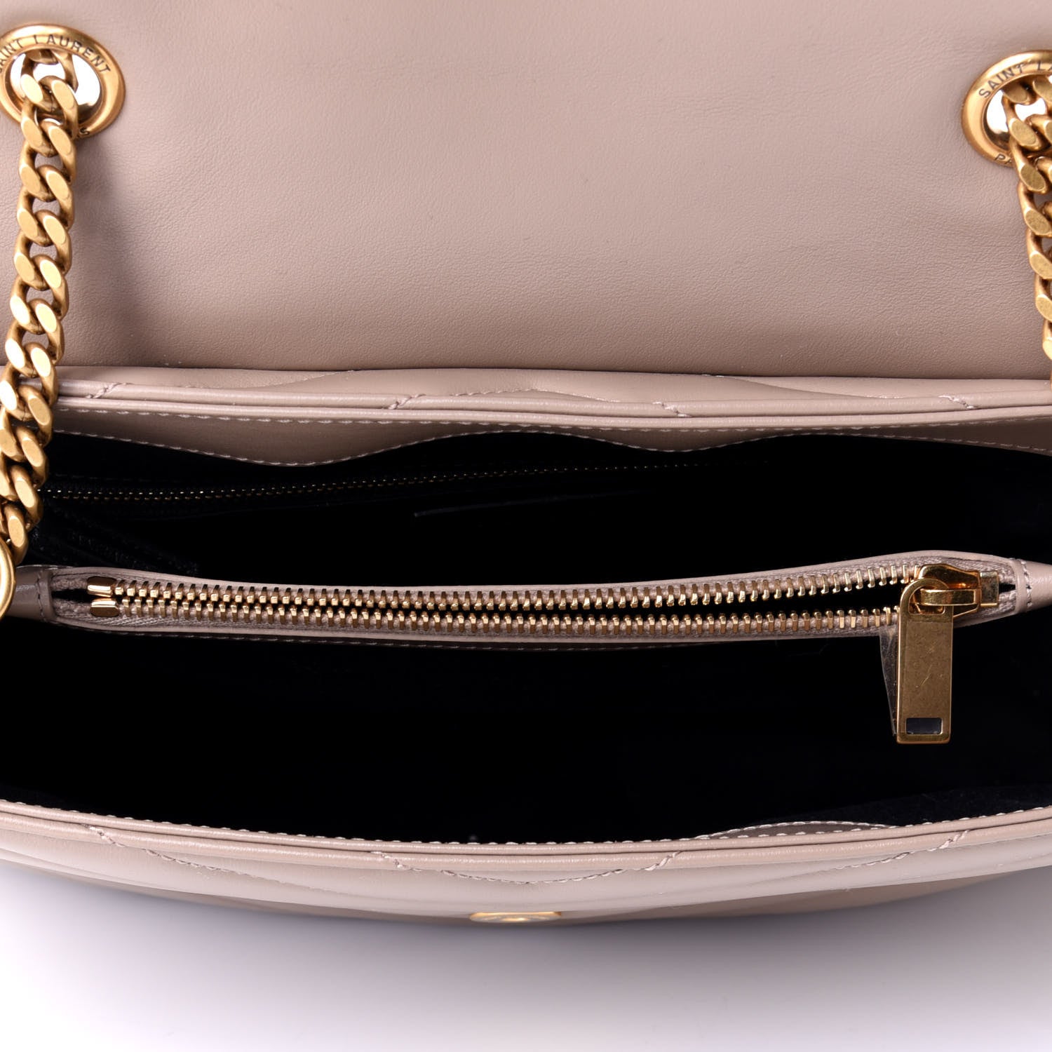 Saint Laurent Calfskin Y Quilted Monogram Medium Loulou Chain Satchel Dusty Grey 4 of 6