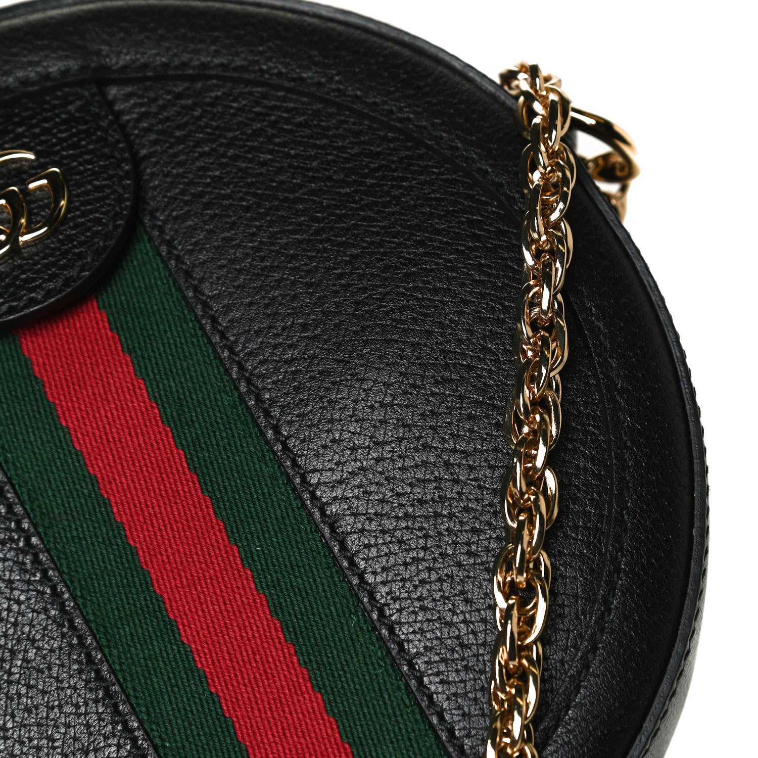 Gucci Grained Calfskin Web Mini Ophidia Round Shoulder Bag Black 18 of 19