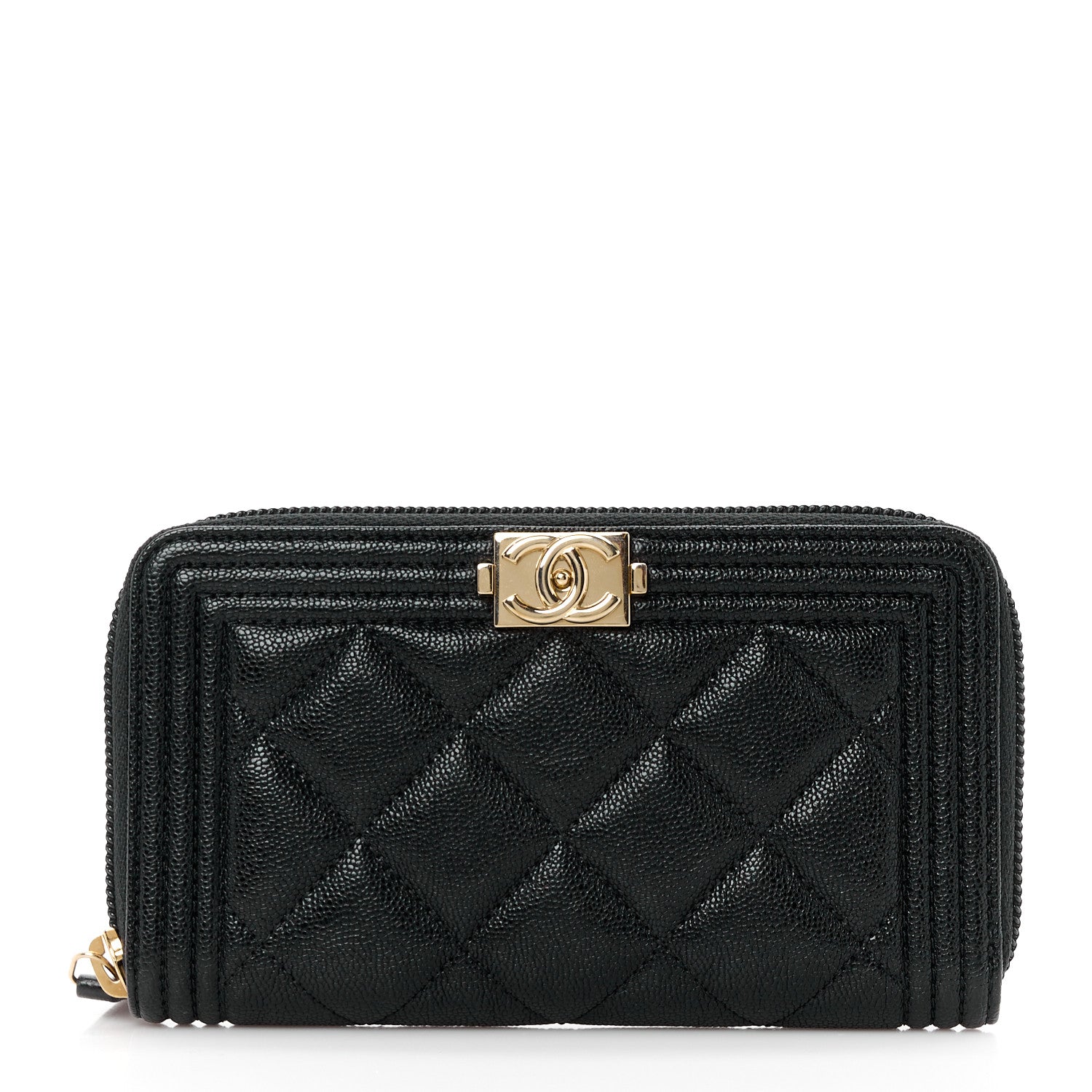 Chanel Caviar Quilted Small Boy Zip Around Wallet Black 1 of 10
