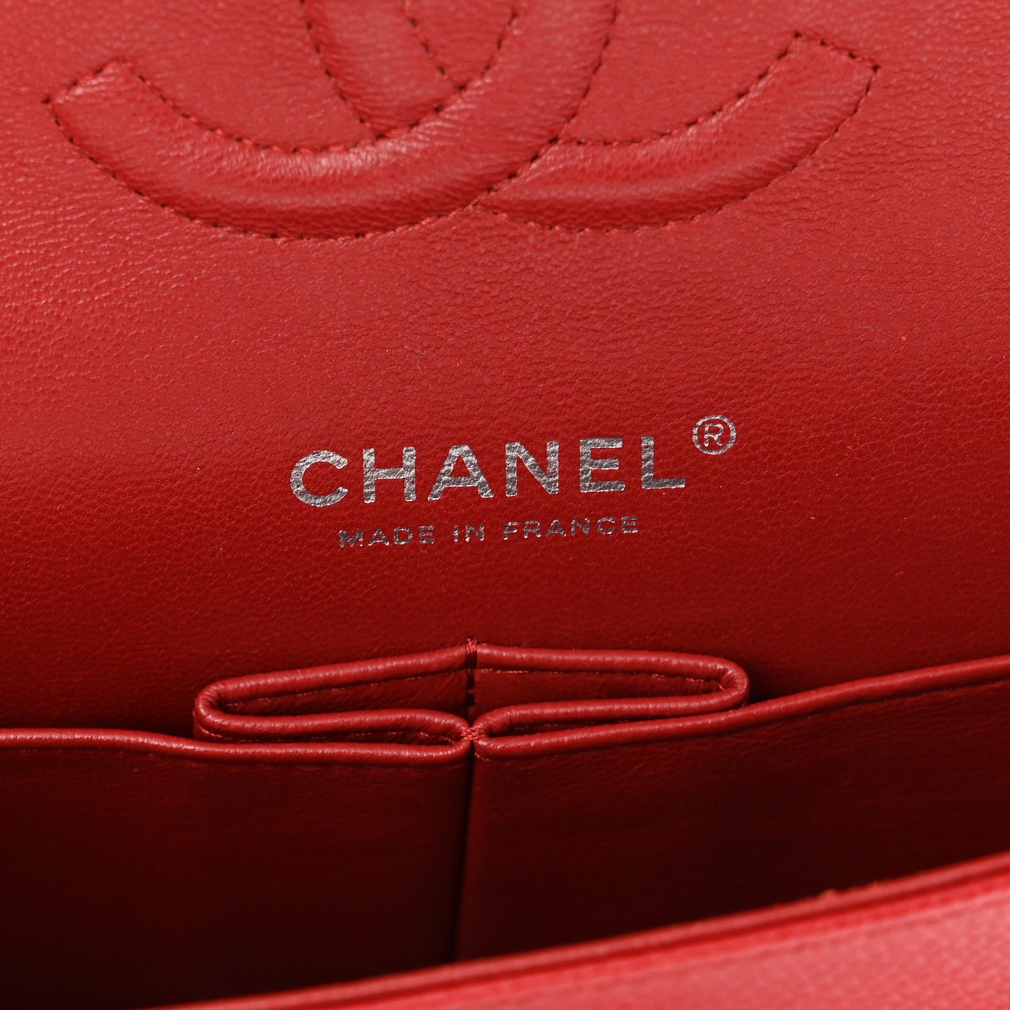 Caviar Quilted Medium Double Flap Red