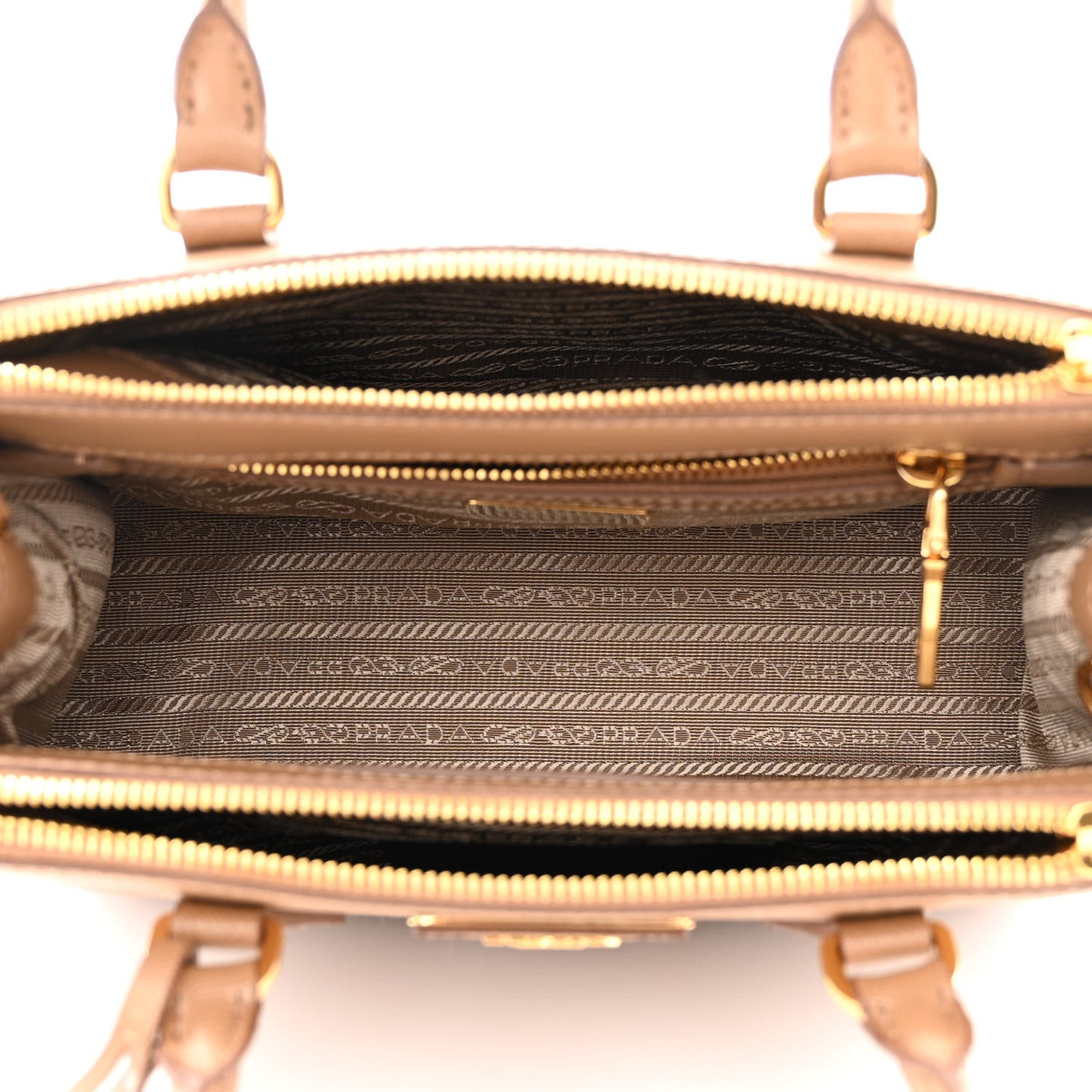 Saffiano Small Galleria Double Zip Tote Caramel