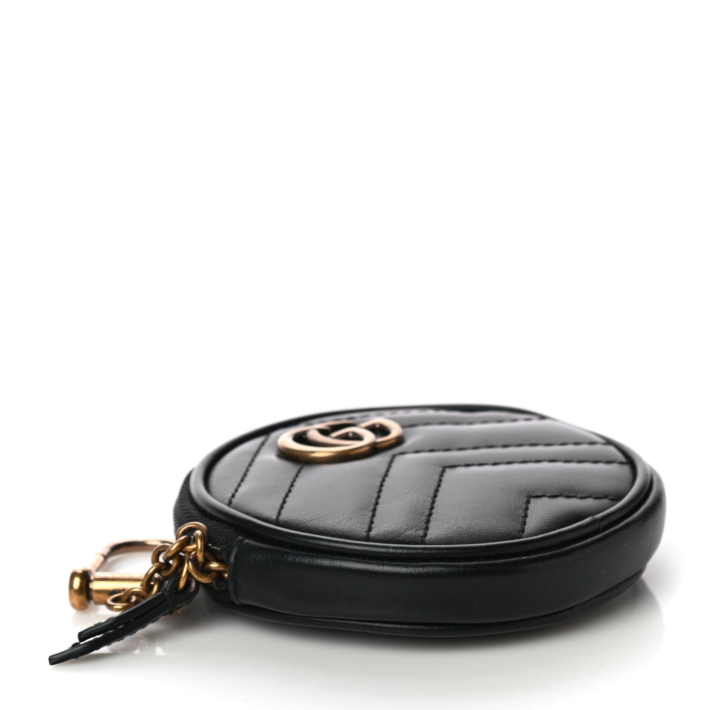Calfskin Matelasse GG Marmont Round Coin Purse Black