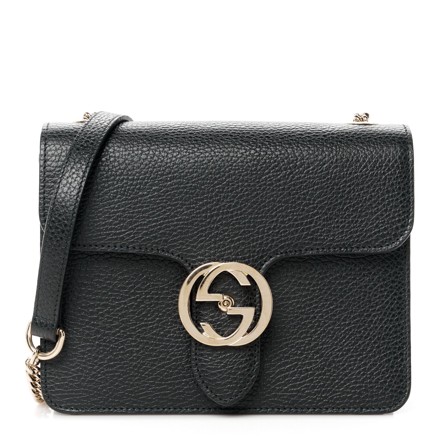 Gucci Dollar Calfskin Small Interlocking G Shoulder Bag Black 1 of 11