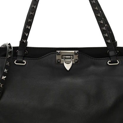 Valentino Garavani Vitello Medium Rockstud Tote Black 7 of 9