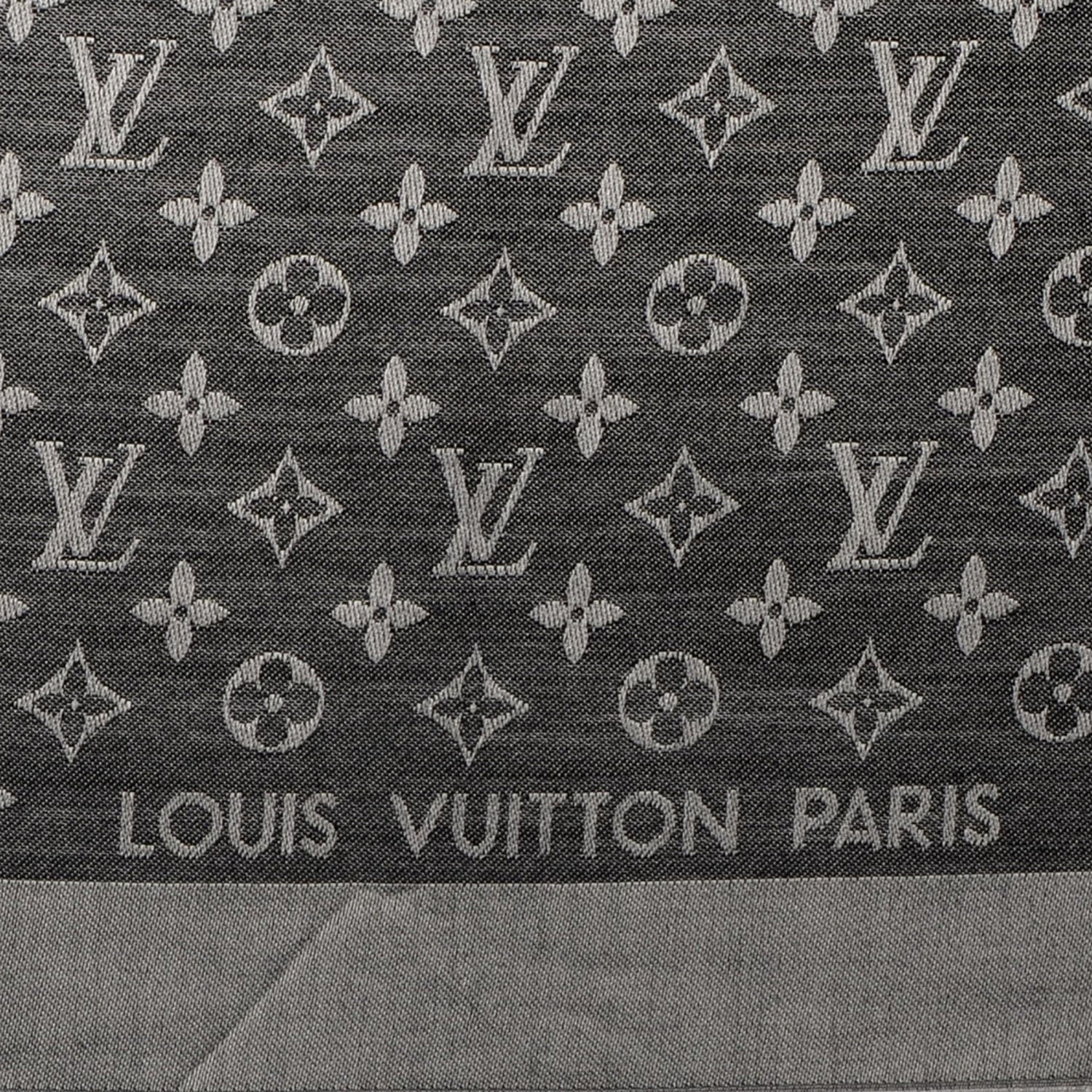 Louis Vuitton Silk Wool Monogram Denim Shawl Black 4 of 5