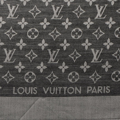 Louis Vuitton Silk Wool Monogram Denim Shawl Black 4 of 5