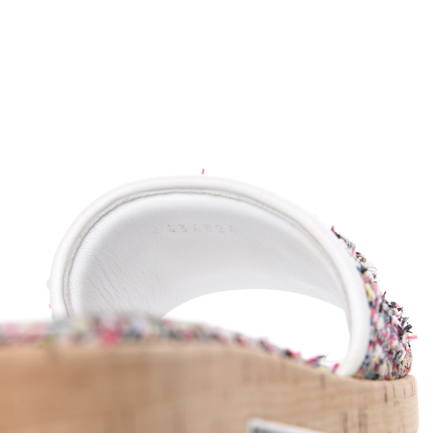 Tweed Cork Mule Sandal 37.5 White Multicolor