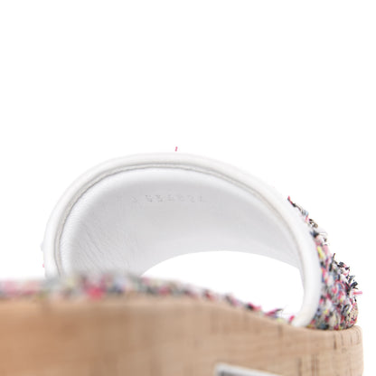 Chanel Tweed Cork Mule Sandal 37.5 White Multicolor 9 of 10