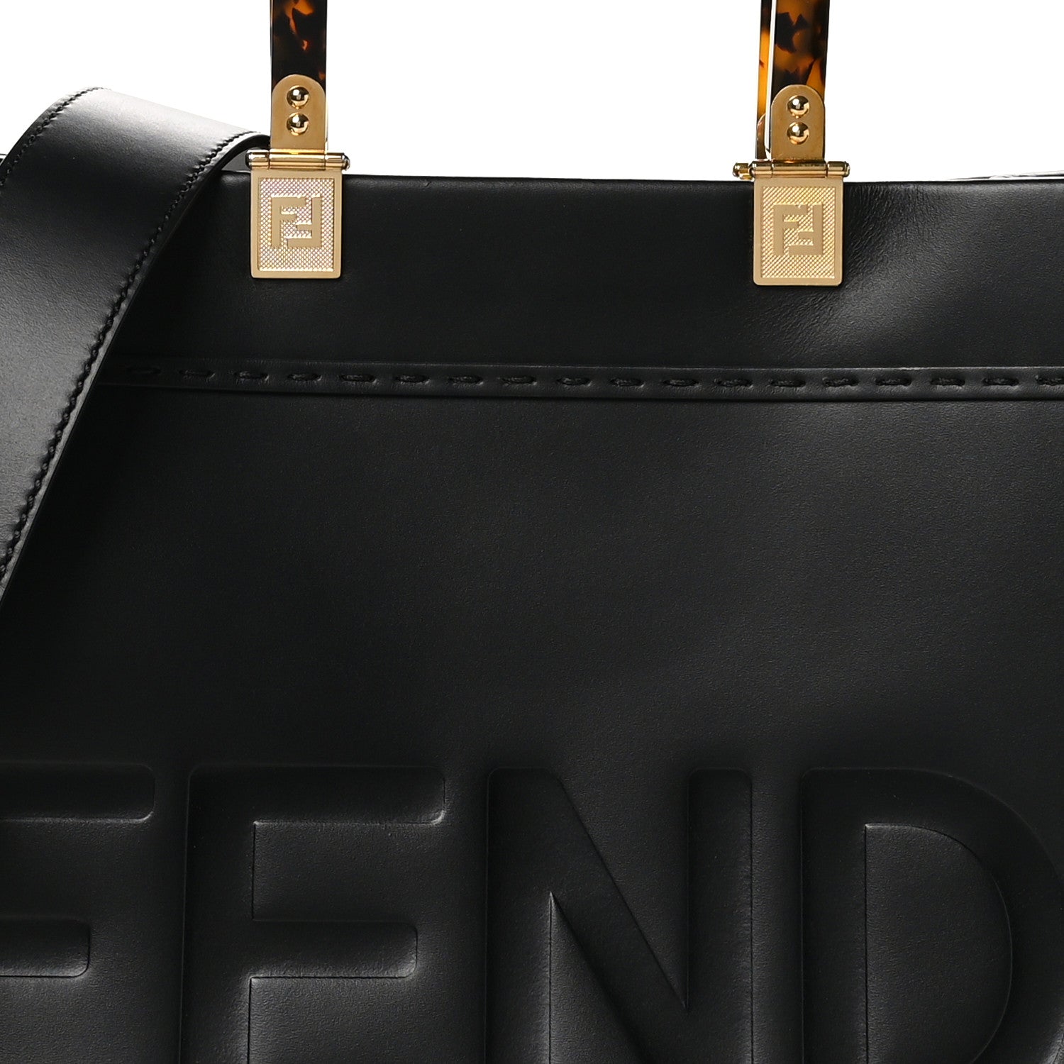 Fendi Vitello King Plexiglass Medium Fendi Sunshine Shopper Tote Black 7 of 9