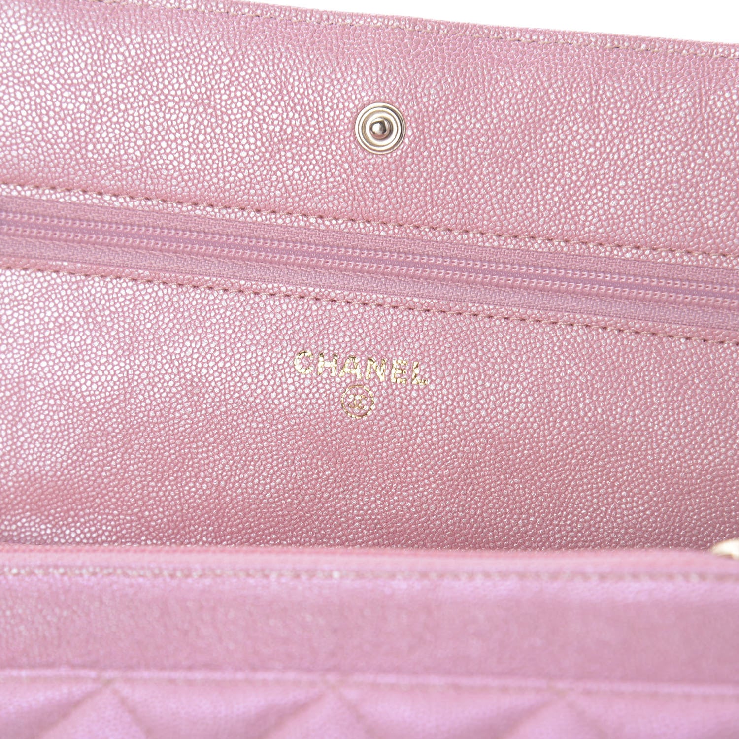 Chanel Iridescent Caviar Quilted Wallet on Chain WOC Rose Pink 9 of 12