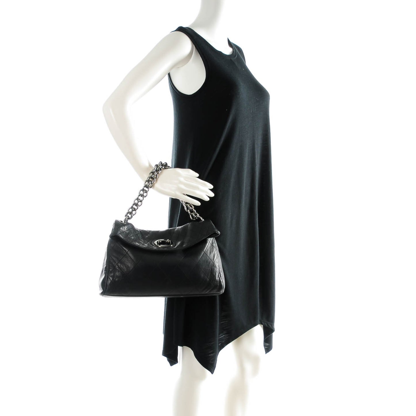 Lambskin Quilted New Lock Flap Black