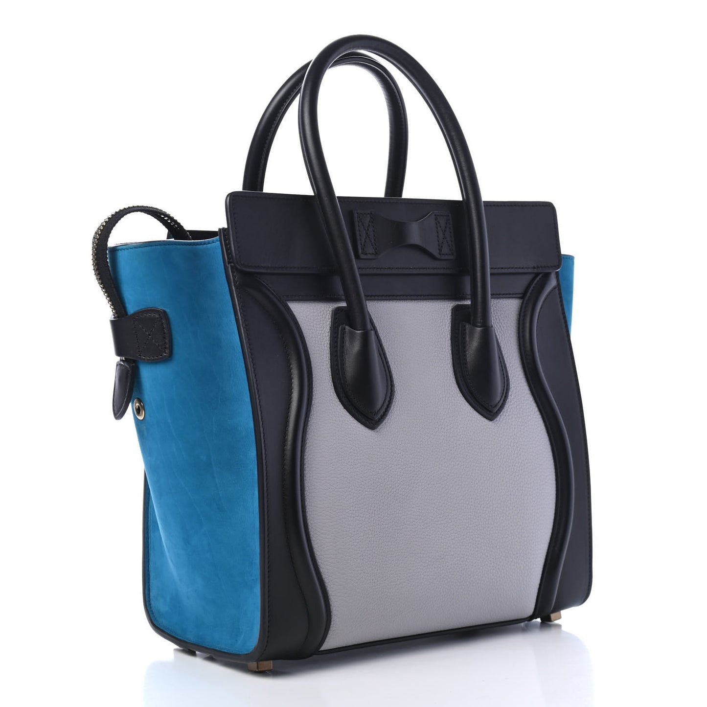 Baby Grained Calfskin Nubuck Micro Tri-Color Luggage Light Grey