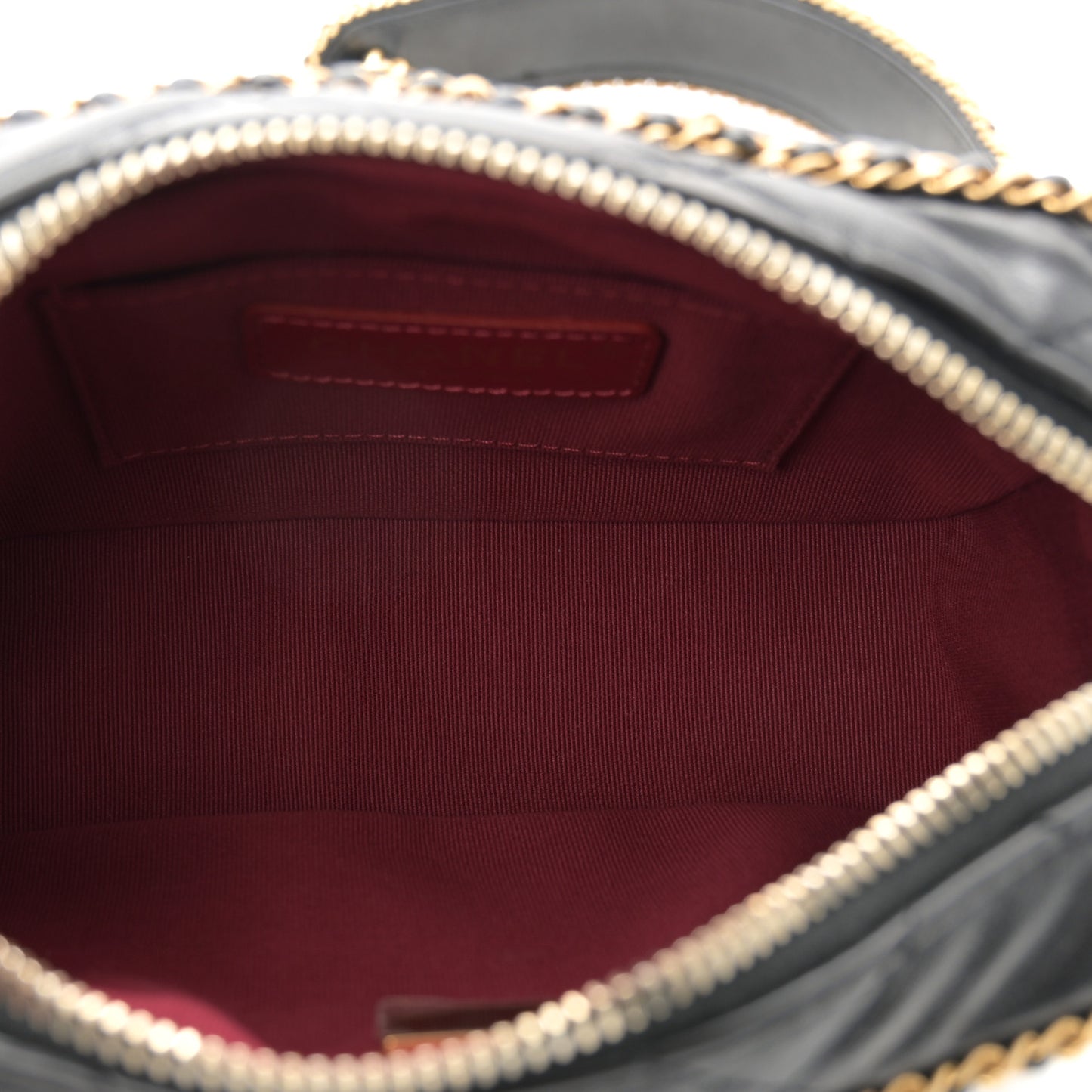 Lambskin Quilted Chain CC Mini Camera Case Black