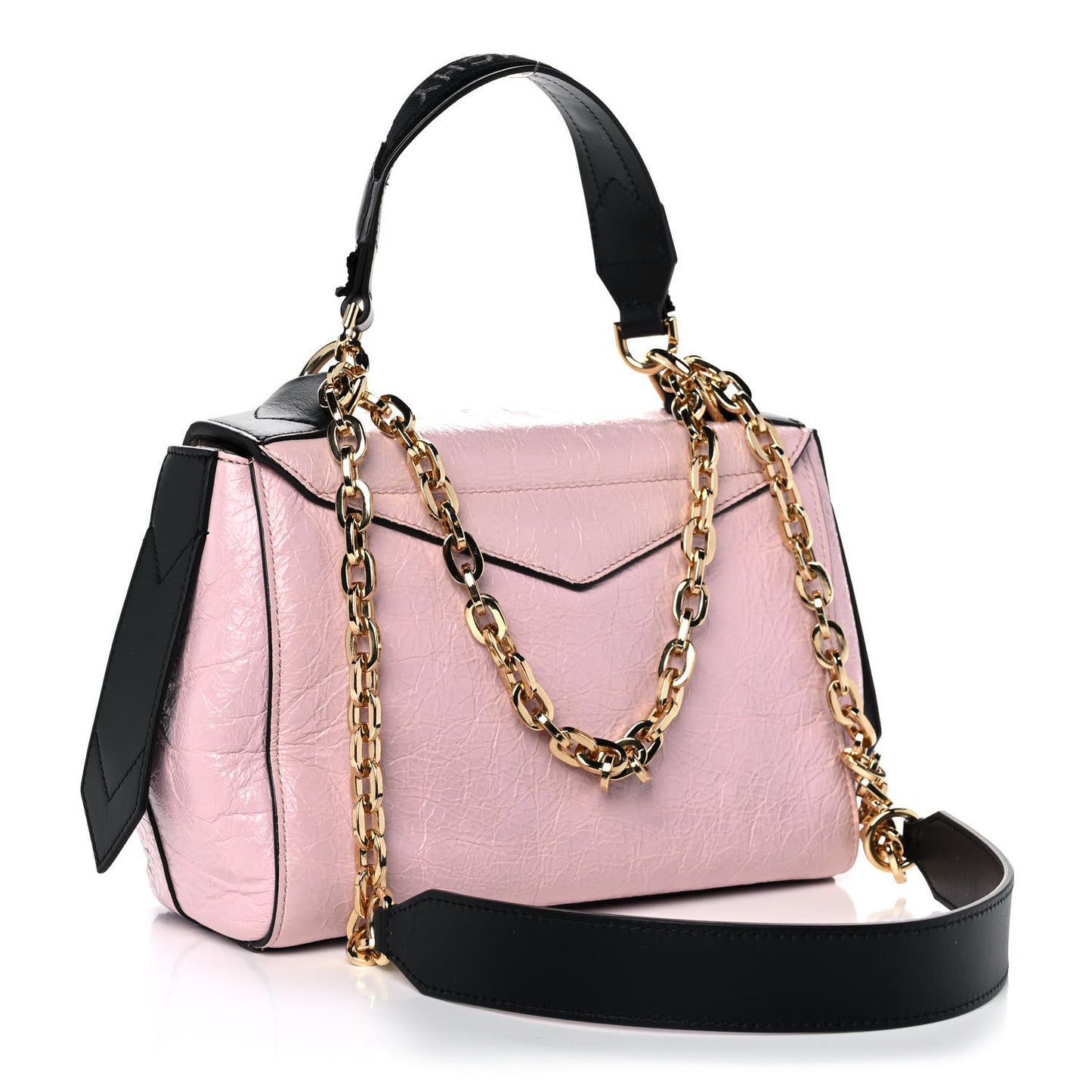 Creased Patent Calfskin Small ID Flap Pink