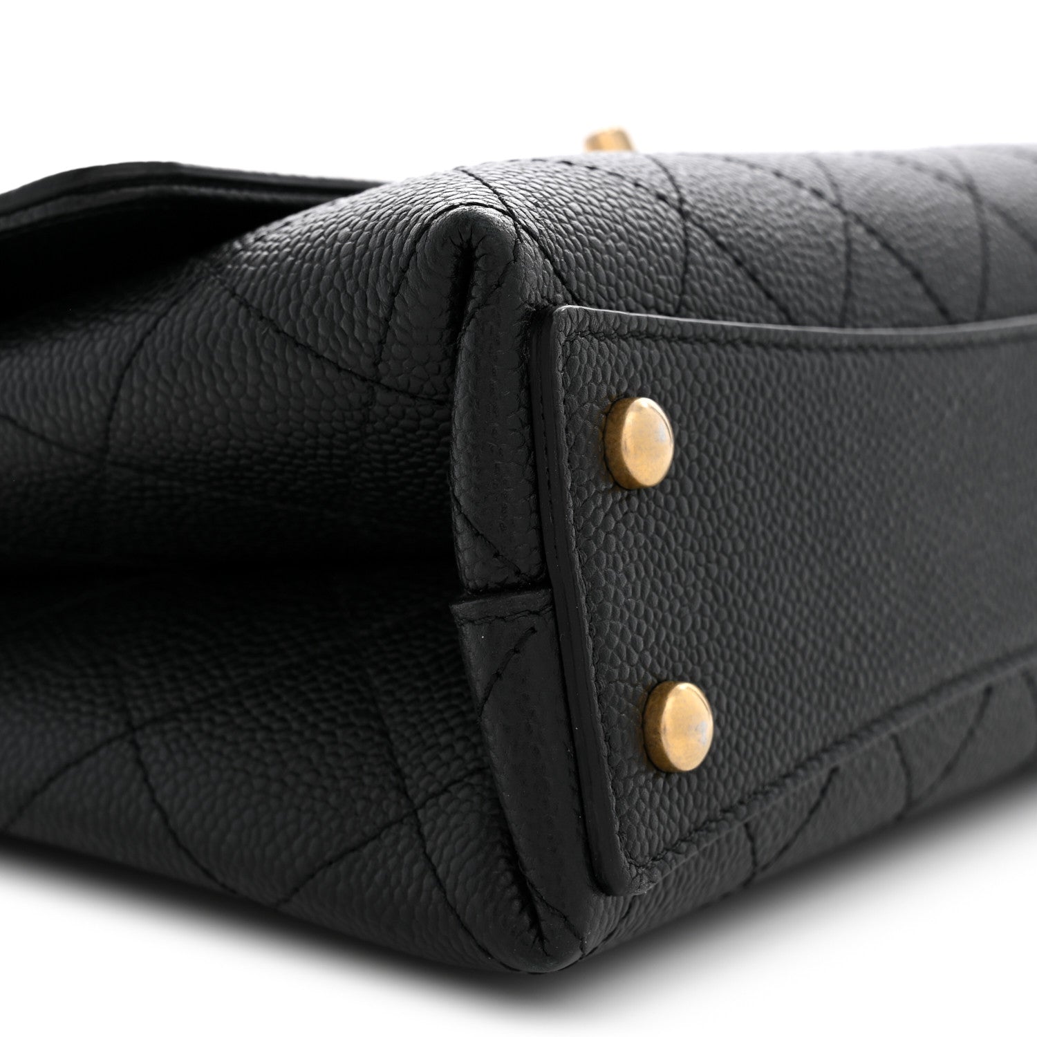 Chanel Caviar Diamond Stitched Small Top Handle Flap Black 9 of 11