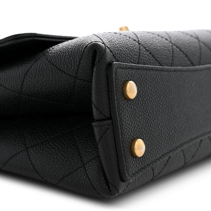 Chanel Caviar Diamond Stitched Small Top Handle Flap Black 9 of 11