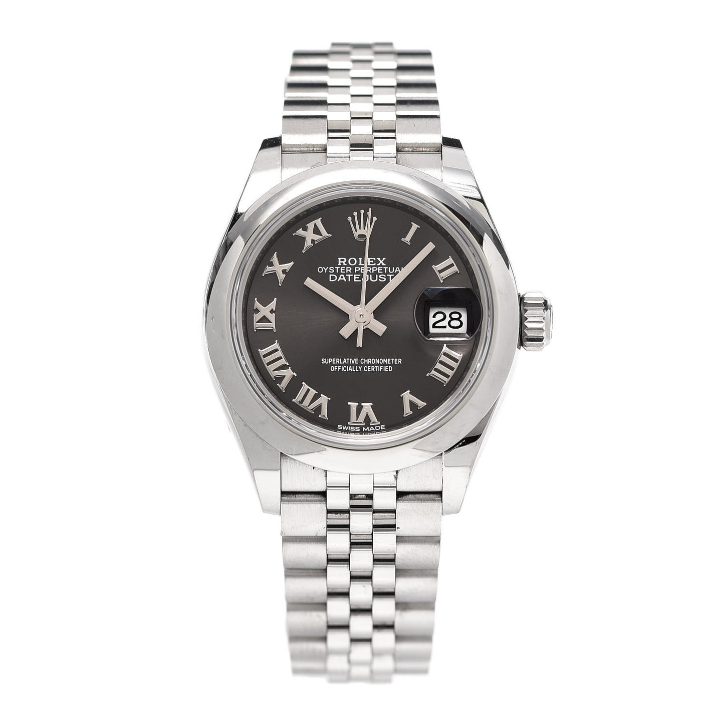 Stainless Steel 28mm Oyster Perpetual Datejust Watch Slate Roman 279160