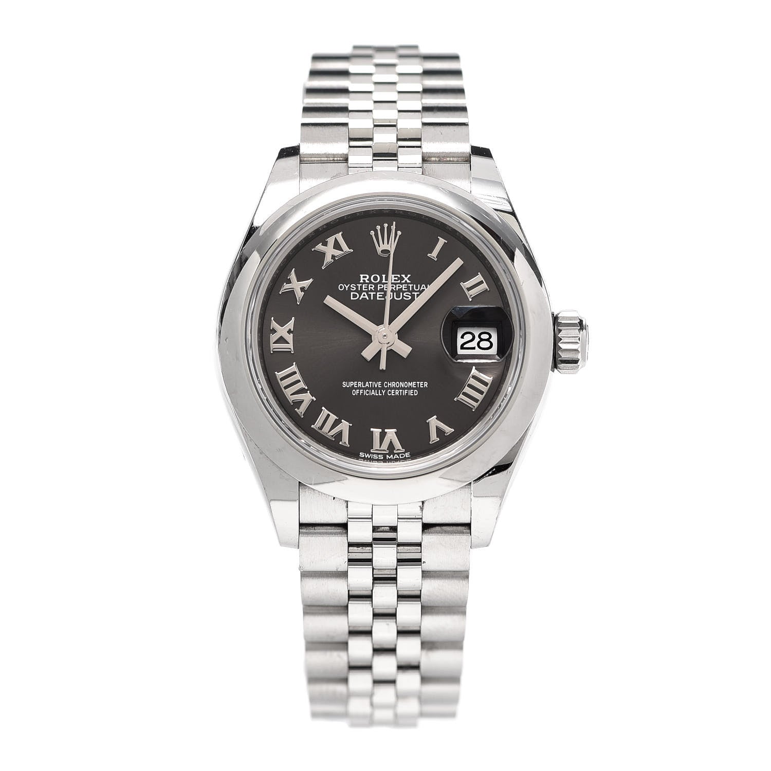 Rolex Stainless Steel 28mm Oyster Perpetual Datejust Watch Slate Roman 279160 1 of 7