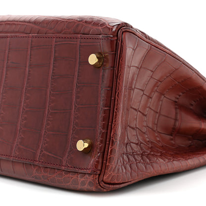 Hermes Matte Alligator Kelly Retourne 32 Bourgogne 7 of 8