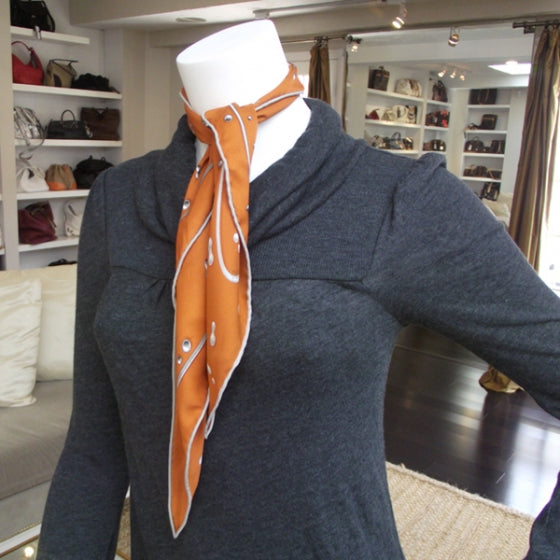 Silk Pointu Triangle Scarf Orange